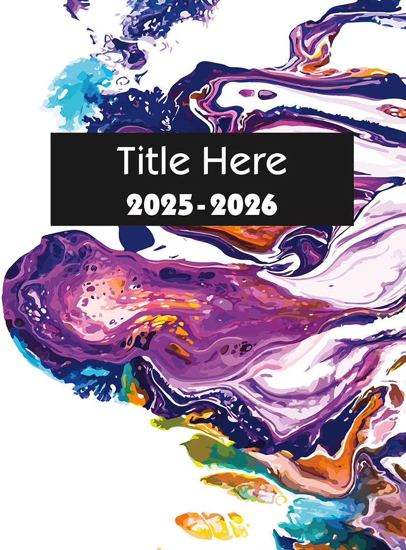 2600_Agate2 Gray with blue and purple circle, Yearbook Cover 2002