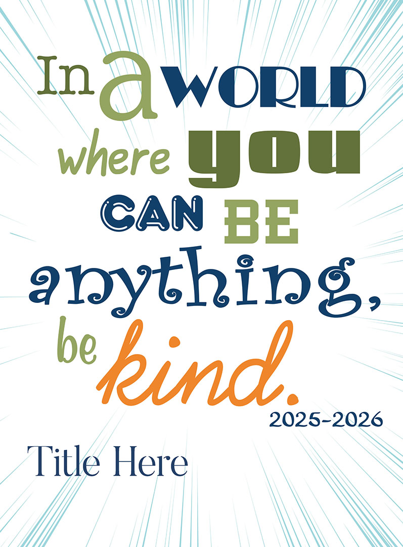 2604_BeKind2 Colorful Waves With Teal Writing, Yearbook Cover 2006
