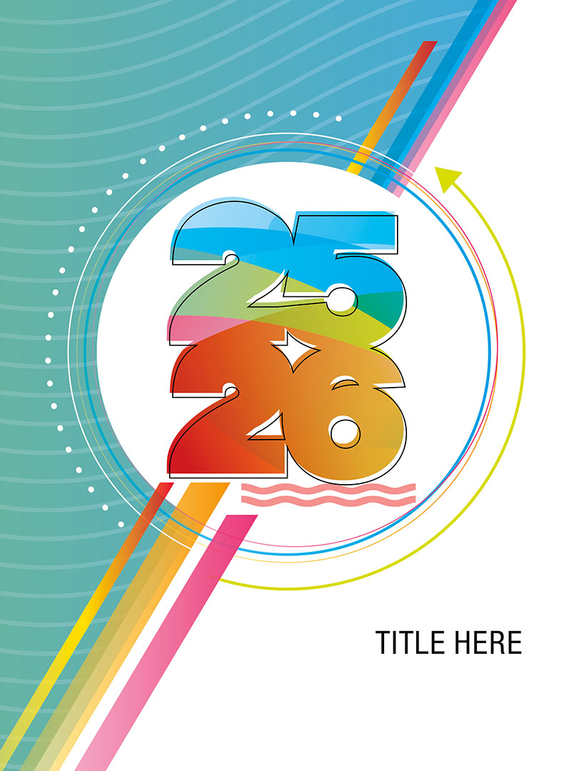 2607_BrilliantWaves2 Colorful Waves With Teal Writing, Yearbook Cover 2006