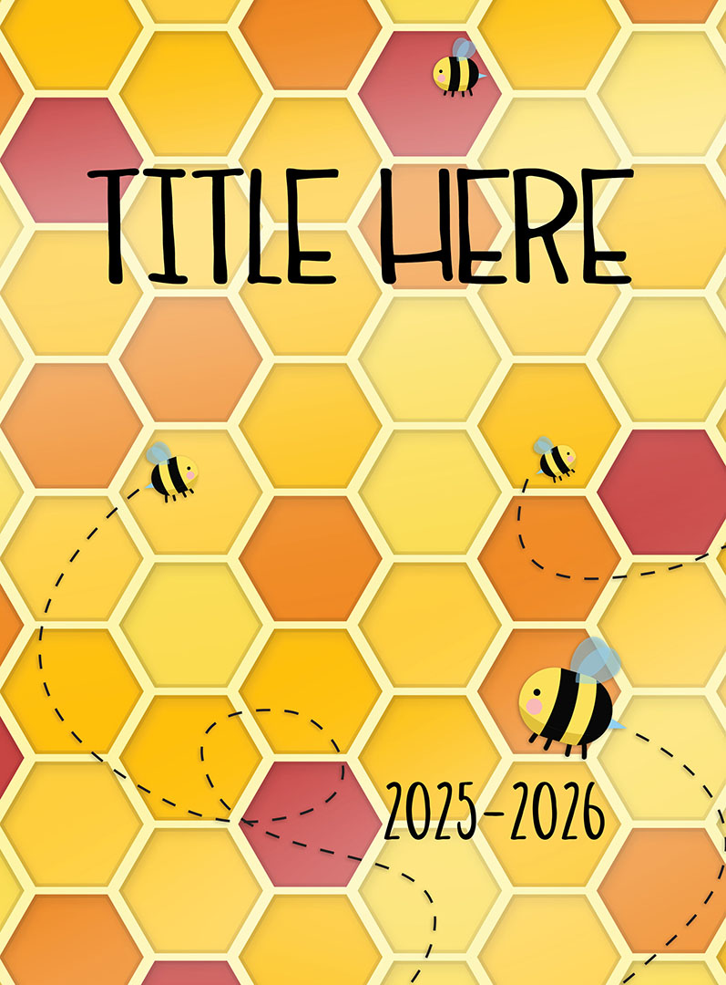 2608_BusyBees2 Pastel Arrows Pointing Right With Tan Background, Yearbook Cover 2007