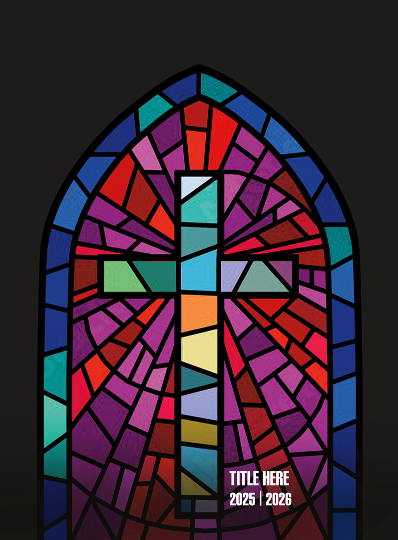 2655 Stained_Glass2 Pastel Arrows Pointing Right With Tan Background, Yearbook Cover 2007